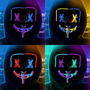 GustoWave 4PACK Halloween Scary Mask LED Mask -LED X Eye Purge Mask-LED Light Up Mask for Halloween Costume - Creepy Role Play - Unisex Adult Mask - 1 of 4