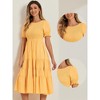 Allegra K Women's Summer Peasant Smocked Short Sleeve Midi Tiered A-Line Dress - 2 of 4