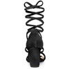 Allegra K Women's Faux Velvet Open Toe Strappy Lace-Up Chunky Heel Sandals - 4 of 4
