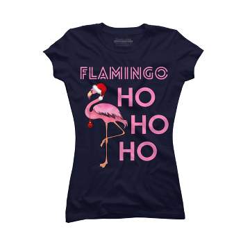 Junior's Design By Humans Flamingo HoHoHo Christmas Day X-Mas Flamingo Shirt By TomGiant T-Shirt
