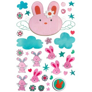 Slickblue Lovely Rabbit Wall Decals – Adorable Bunny Wall Art for Home Decor, 23.6x35.9" - 1 of 3