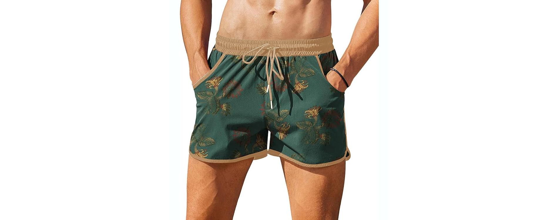 COOFANDY Men's Swim Trunks Quick Dry Swimsuit Color Block Board Short Bathing Suit Swimwear with Mesh Liner