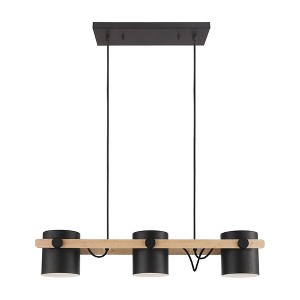 3-Light Hornwood Kitchen Island Pendant with Metal Shade Black/White - EGLO: ETL Listed, Steel Body, No Bulbs Included - 1 of 4