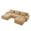 AENKYO 117-Inch Square Cloud Couch Modular Sectional Sofa with Two Ottomans, No Assembly Required - Ergonomic Floor Lounge for Living Room - Camel - 4 of 4
