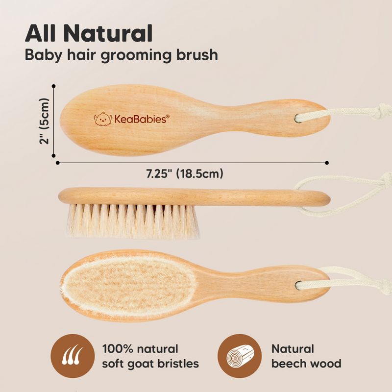 KeaBabies Baby Hair Brush, Oval Cradle Cap Brush, Soft Baby Brush for Infant, Newborn Hairbrush for Girls, Boys, Baby Scalp Brush (Oval), 3 of 11