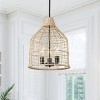 Modern Wicker Pendant Light £¬ Natural Woven Chandelier with Black Canopy for Farmhouse or Coastal Decor - 2 of 4