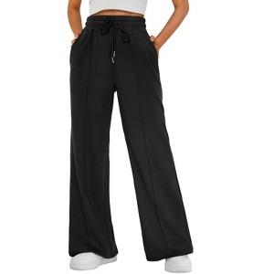Womens Wide Leg Sweatpants High Waisted Baggy Pants Drawstring Athletic Joggers - 1 of 4