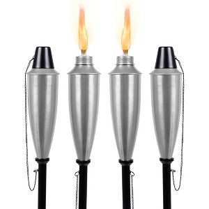 BirdRock Home 4-Pack Outdoor Garden Torches - Satin Silver - 1 of 4