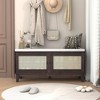 KWPZQEB 2-Tier Storage Bench, Shoe Bench with Padded Seat Cushion, Entryway Bench with Rattan Doors, Wooden Shoe Organizer Bench - 2 of 4