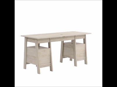 Vintage Oak Executive Home Office Desk with Filing Drawers