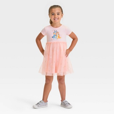 Toddler Girls' Bluey Tulle Printed T-shirt Dress - Pink 12m : Target