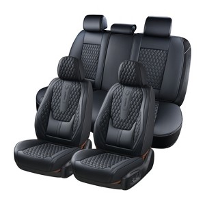 Coverado Car Seat Covers, Front and Rear Waterproof Faux Leather Auto Seat Protectors with Lumbar Support - 1 of 4