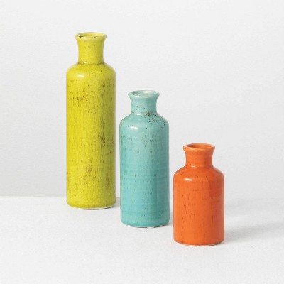 Sullivans Set of 3 Small Ceramic Bottle Vases 5"H  7.5"H & 10"H