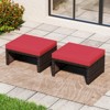 Costway 2 PCS Patio PE Rattan Ottomans with Soft Zippered Cushions for Deck Outdoor White/Navy/Red/Turquoise - 2 of 4