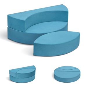 INFURNIC Sofas Multi-Functional Kids Sofa Bed Convertible Modular Couch for Playroom Fun, Blue, 43"*37"*16" - 1 of 4