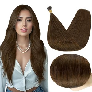 Jessie's Wig 10-24 Inch I tip Hair Extensions Human Hair For Women Thin Hair Straight #4 medium brown 50S/Pack - 1 of 4