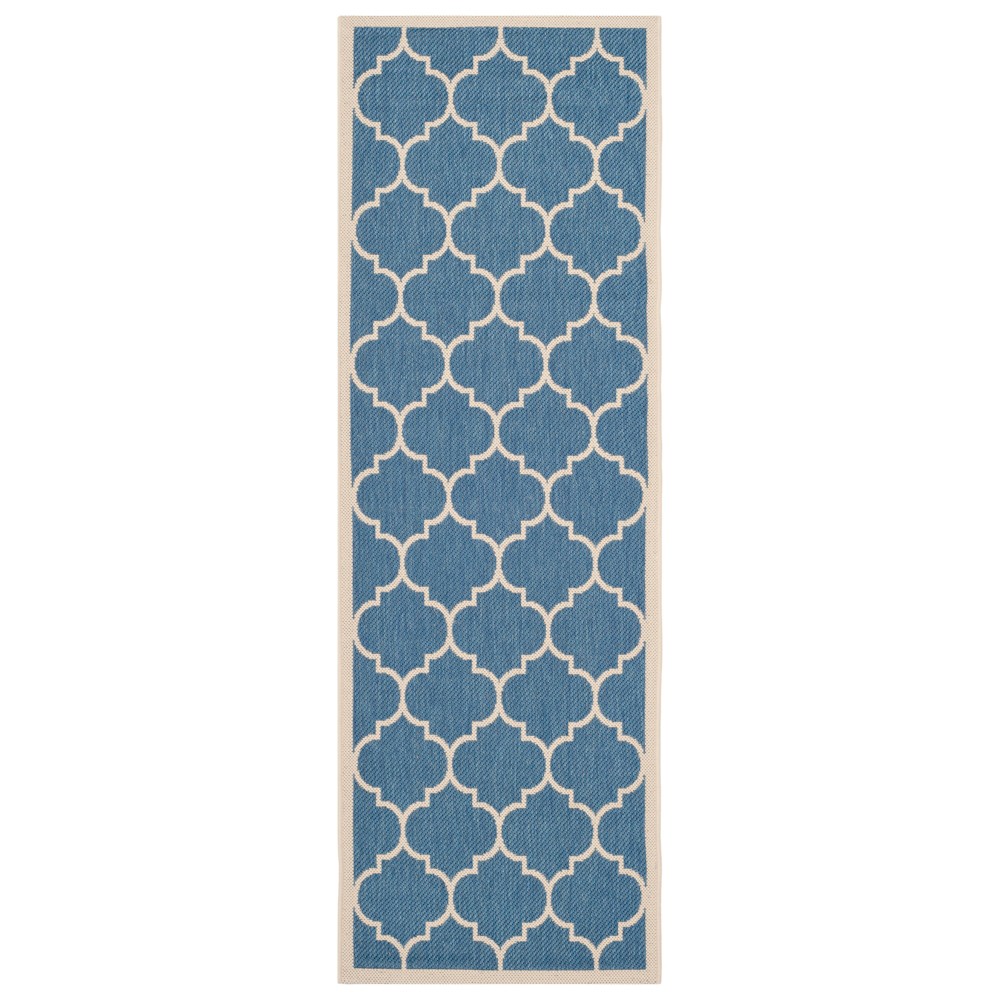 2'3inX12' Courtyard Alyssa Outdoor/Indoor Runner Rug - Blue/Beige - Safavieh