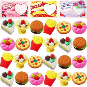 JOYIN 36 Packs Valentines Day Gift Cards with 3D Dessert Erasers for Kid Classroom Exchange, Party Favor Toy, Valentine’s Greeting Cards - 1 of 4