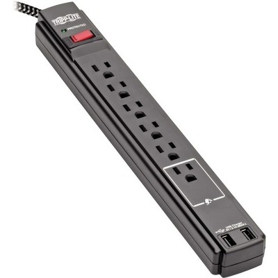 Tripp Lite Safe-IT TLP610BUAM 6-Outlet Surge Suppressor/Protector - 6 x NEMA 5-15R, 2 x USB - 1875 VA - 990 J - 120 V AC Input