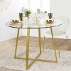 39.4" Hana Glass Top Modern Round Dining Table Gold 4 Point/Leg-Maison Boucle - 2 of 4