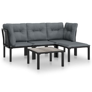 vidaXL 5 Piece Patio Lounge Set Black and Gray Poly Rattan - 1 of 4