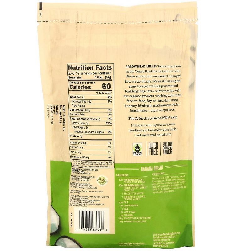 Arrowhead Mills Organic Coconut Flour - Gluten Free 16 oz Pkg, 2 of 3