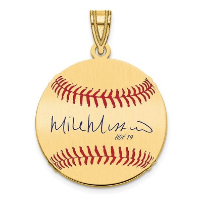 Black Bow Jewelry 14K Gold Plated Mie Mussina Signature SM Enamel Baseball Pendant