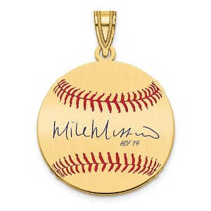 Black Bow Jewelry 14K Gold Plated Mie Mussina Signature SM Enamel Baseball Pendant - 1 of 4