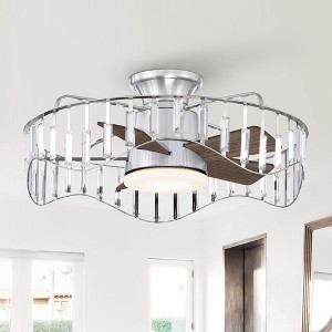 Parrot Uncle 27" Brushed Nickel Indoor Low Profile Flush Mount Ceiling Fan, Modern - 1 of 4