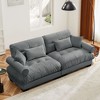 Large Size Modern Two-seater Sofa with Bolstered Armrests,Velvet 2-Seater Sofa With Waist Pillows and Throw Pillowsedroom,Grey - 2 of 4