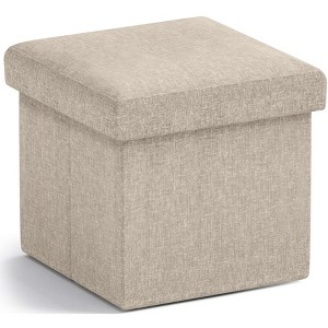 Ornavo Home Collapsible Square Small Storage Ottoman - 12 Inch - 1 of 4