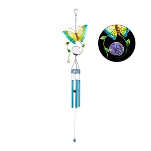 Alpine Corporation LED Solar Blue Butterfly Wind Chime Novelty Sculpture Light White: Garden Decor, No Assembly Required, Indoor/Outdoor Use - 1 of 4