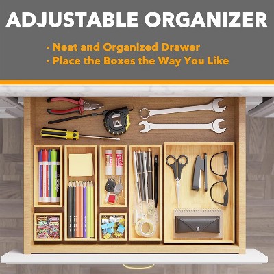 SpaceAid 7-Piece Bamboo Drawer Organizer Set – Multi-Use Divider Bins for Kitchen, Bathroom, Office, and Makeup Storage, Natural — фото 4