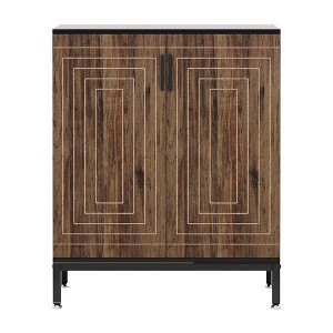 Lirago Brown 5-Tier Shoe Cabinet MDF Metal 31.5x15x37.4 Holds 20 Pairs Shoes with Double Doors Storage - 1 of 4