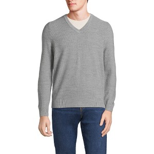 Lands' End Men's Long Sleeve Washable Merino Wool V Neck Sweater - 1 of 3