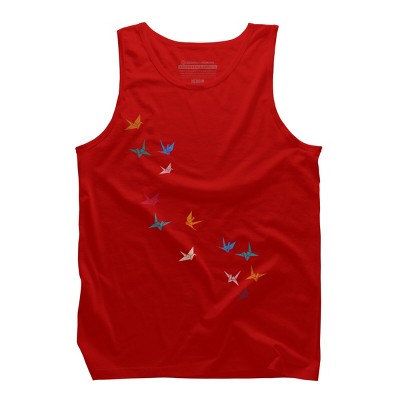 Men's Design By Humans Flying Paper Cranes Birds By Magnussons Tank Top
