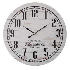 VIP Wood 23 in. White Round Distressed Wall Clock - 1 of 2