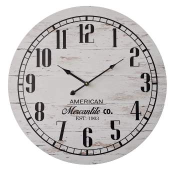 VIP Wood 23 in. White Round Distressed Wall Clock