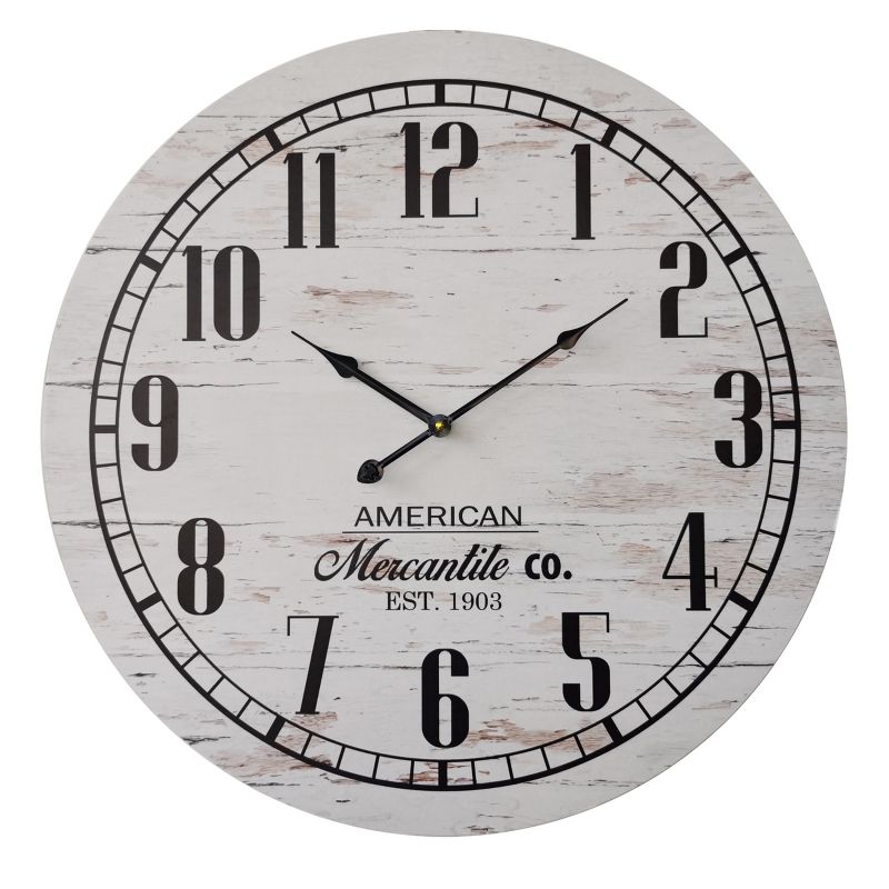 VIP Wood 23 in. White Round Distressed Wall Clock, 1 of 2