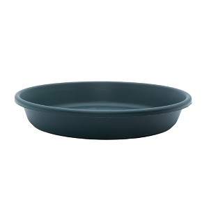 The HC Companies Classic Plastic 14" Round Plant Flower Pot Planter Deep Saucer Drip Tray for Indoor or Outdoor Settings, Fits 15.5" Pots, Evergreen - 1 of 2