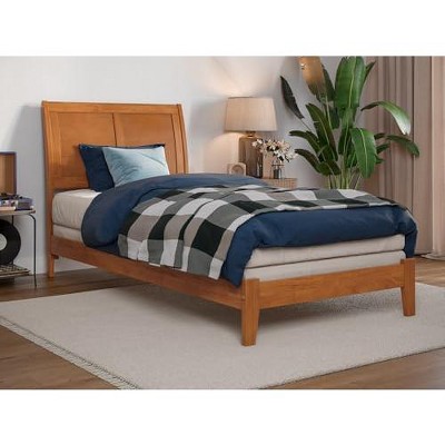 AFI Furnishings Portland Twin XL Foundation Bed with Attachable USB Charger, Light Toffee