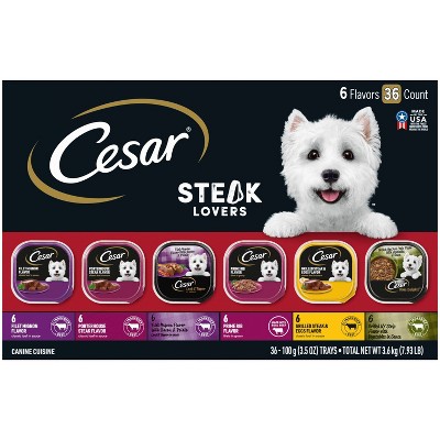 Cesar Classic Loaf in Sauce Potato, Steak, Vegetable, Beef, Egg and Bacon Flavor Variety Pack Small Breed Wet Dog Food - 3.5oz/36ct