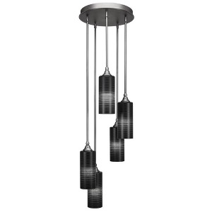 Toltec Lighting Empire 5 - Light Pendant in  Brushed Nickel with 4” Black Matrix Shade - 1 of 1