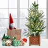 Small Christmas Tree for Tabletop, 24 Inch Artificial Mini Christmas Tree, Snow Flocked Xmas Tree in Wood Pot for Table Centerpiece Decor, Green - 4 of 4