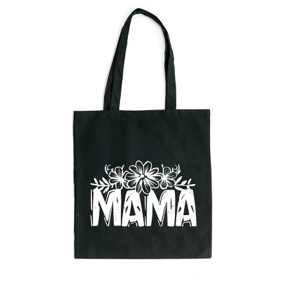 City Creek Prints Mama Topped With Flowers Canvas Tote Bag - 15x16 - Black