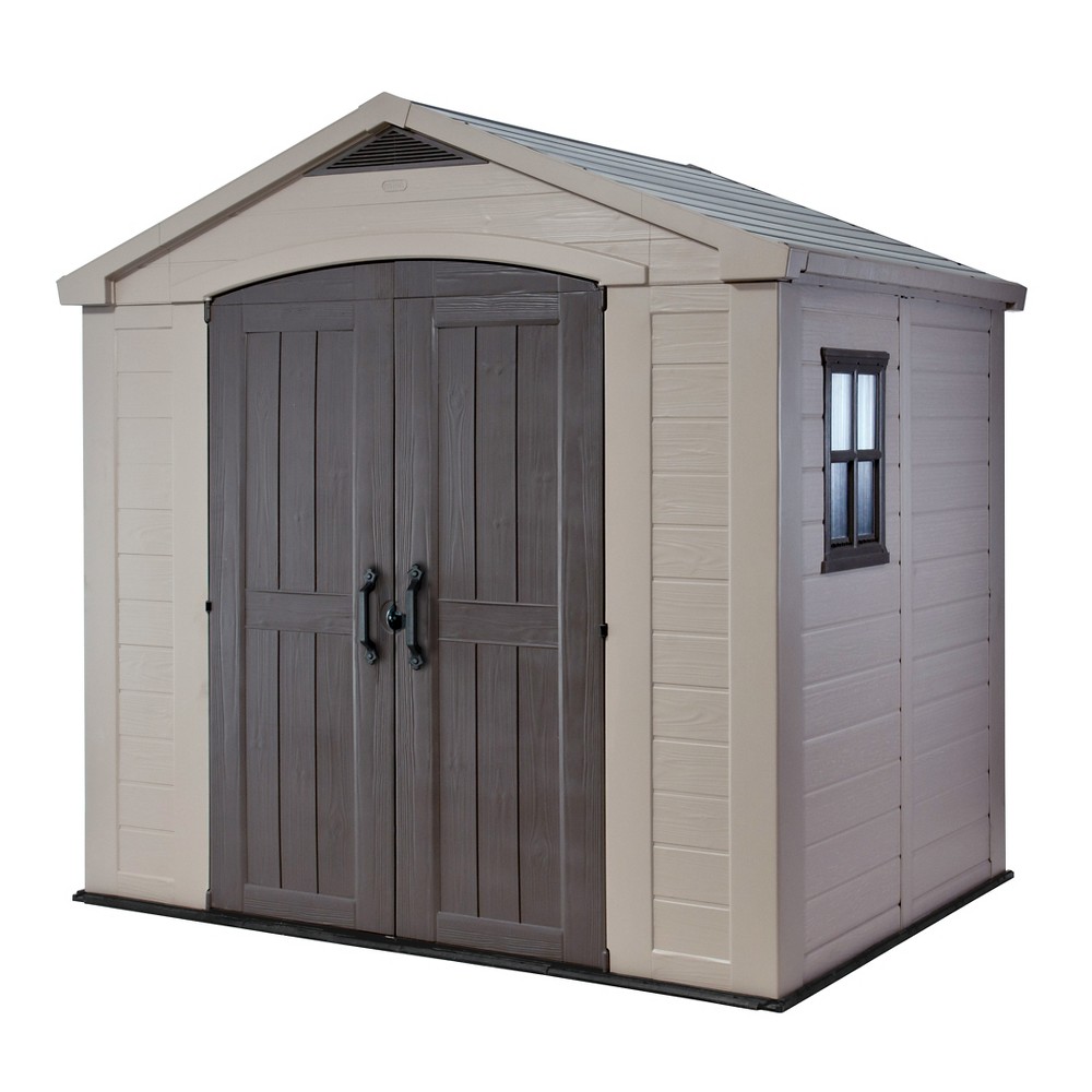 UPC 731161037467 product image for Factor Large Resin Outdoor Storage Shed 8X6 - Taupe/Beige - Keter | upcitemdb.com