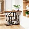 Gulches 41.3" Industrial Console Table with 4-Tier Rustic Brown Shelves and Circle Metal Base, 100LBS Capacity, Adjustable Pads - 2 of 4