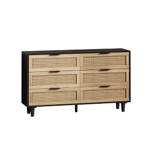 Lyngins Modern 6-Drawers Dresser,Rattan Chest of Drawers,Storage Furniture for Bedroom,Living Room - 1 of 4