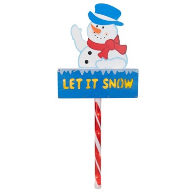 Northlight 28.5" Pre-Lit Snowman 'LET IT SNOW' Christmas Lawn Stake - Clear Lights