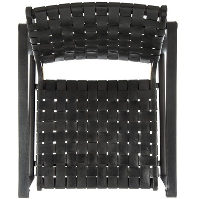 Black Mahogany Leather Safari Accent Chair 25"